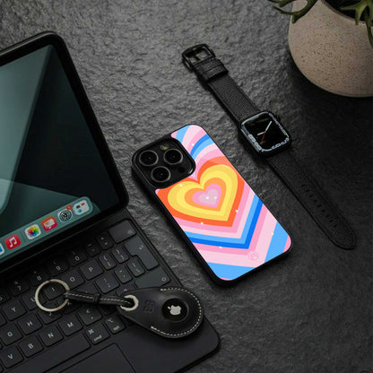 y2k rainbow hearts back phone cover | glass case for iphone 13 pro max