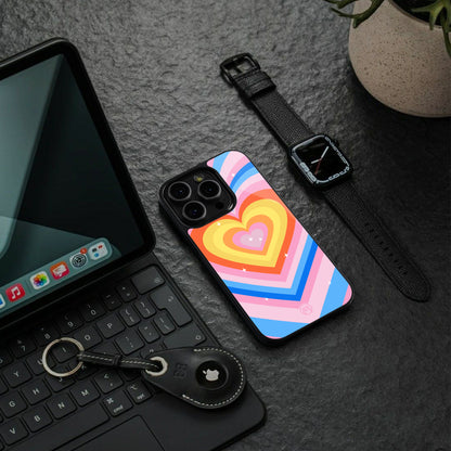 y2k rainbow hearts back phone cover | glass case for iphone 16