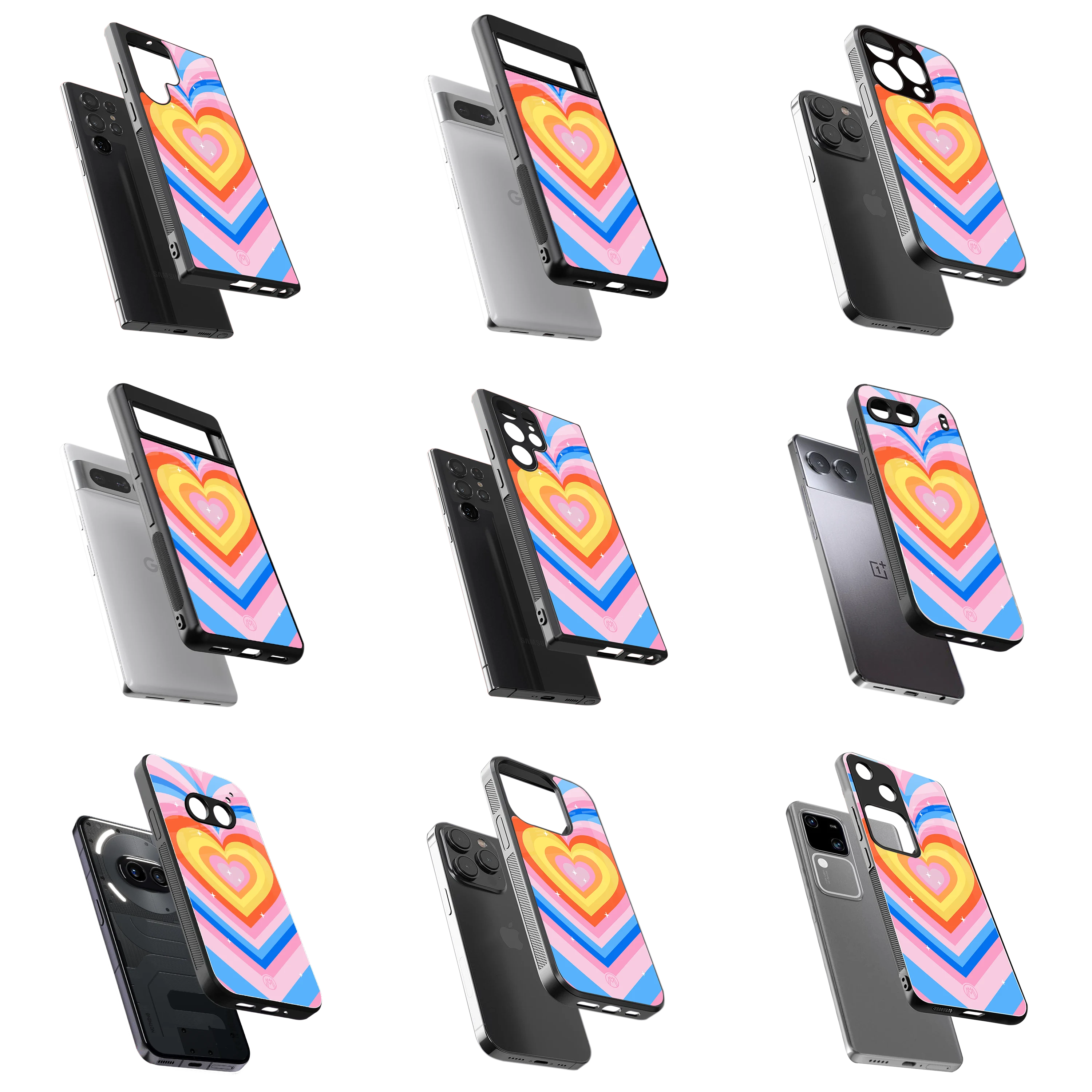 Durable Glass Back Mobile Case for iPhone, Samsung, OnePlus, Google Pixel, Redmi, Vivo, Oppo