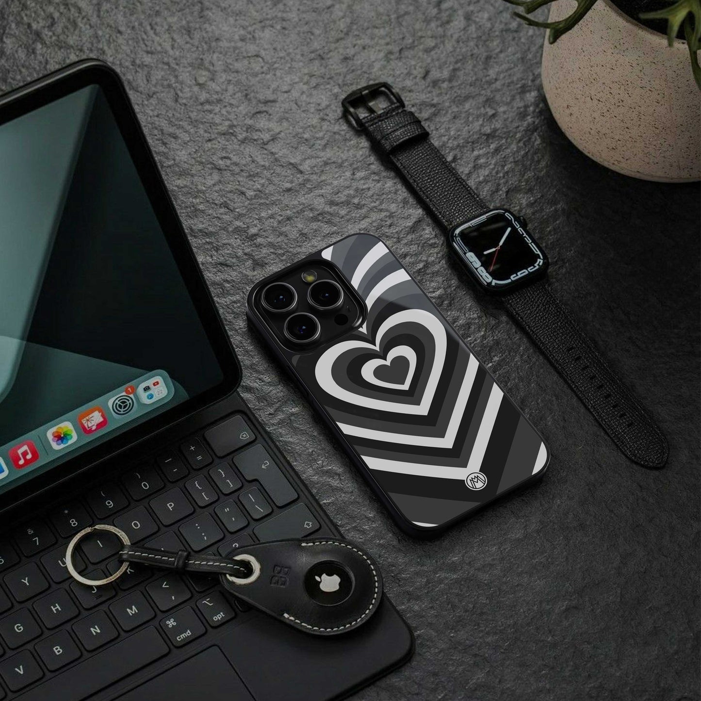 y2k retro black hearts back phone cover | glass case for nothing phone 2