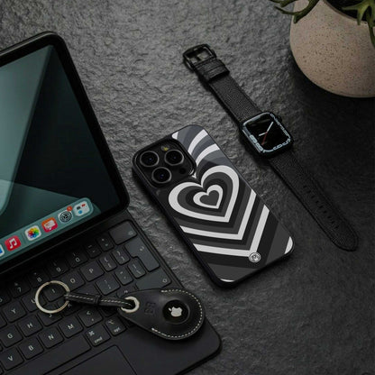 y2k retro black hearts back phone cover | glass case for iphone 14 pro max