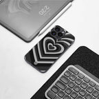 y2k retro black hearts back phone cover | glass case for iphone 14 pro max