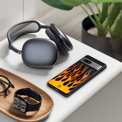 y2k yellow flames back phone cover | glass case for oneplus nord 4