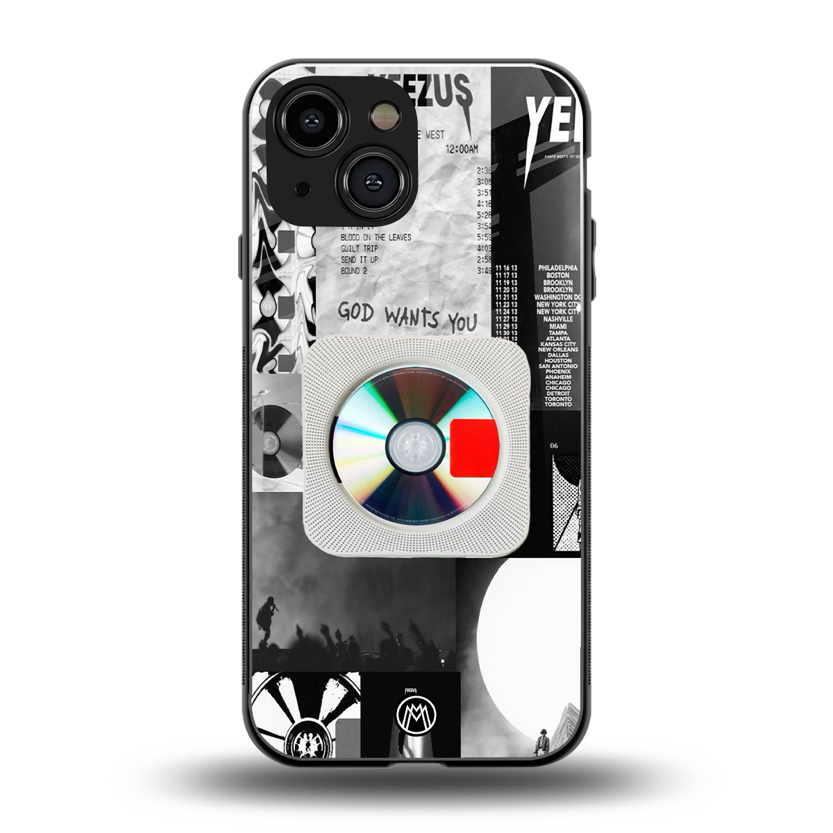 yeezus back phone cover | glass case for iphone 13 mini