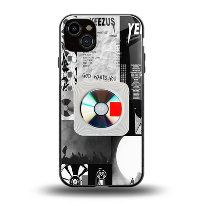 yeezus back phone cover | glass case for iphone 15 plus
