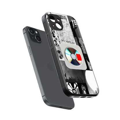 yeezus back phone cover | glass case for iphone 15 plus