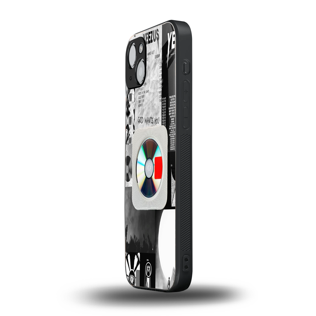 yeezus back phone cover | glass case for iphone 15 plus
