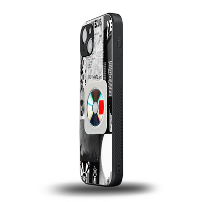 yeezus back phone cover | glass case for iphone 15 plus