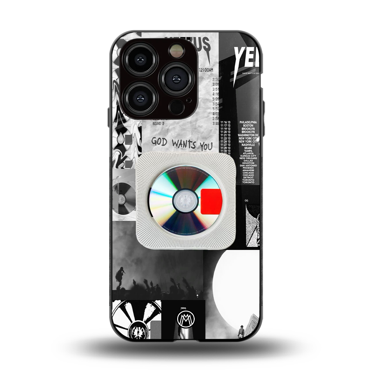 yeezus back phone cover | glass case for iphone 15 pro