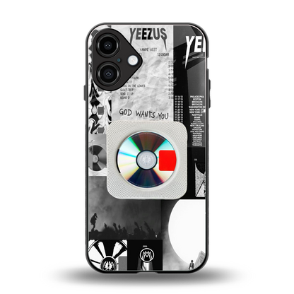 yeezus back phone cover | glass case for iphone 16 plus