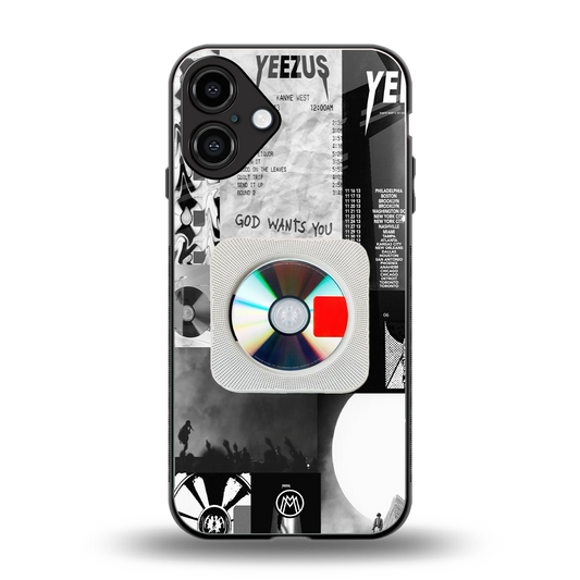 yeezus back phone cover | glass case for iphone 16 plus