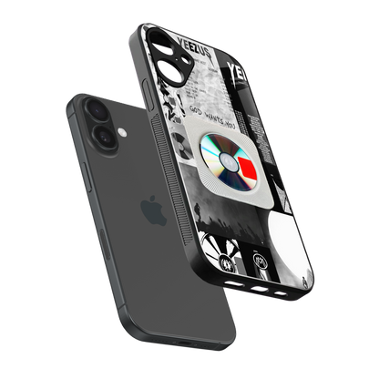 yeezus back phone cover | glass case for iphone 16 plus