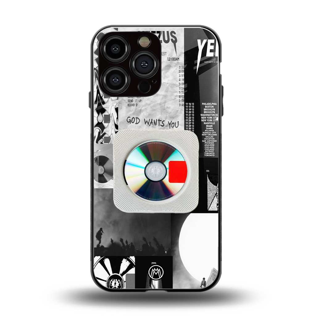 yeezus back phone cover | glass case for iphone 16 pro max
