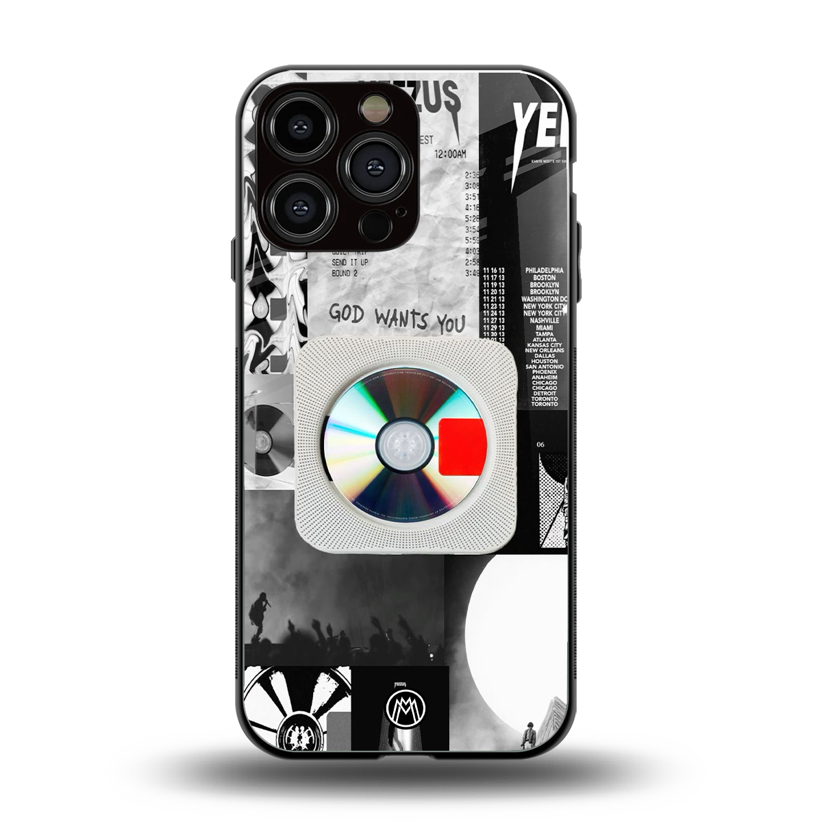 yeezus back phone cover | glass case for iphone 16 pro max