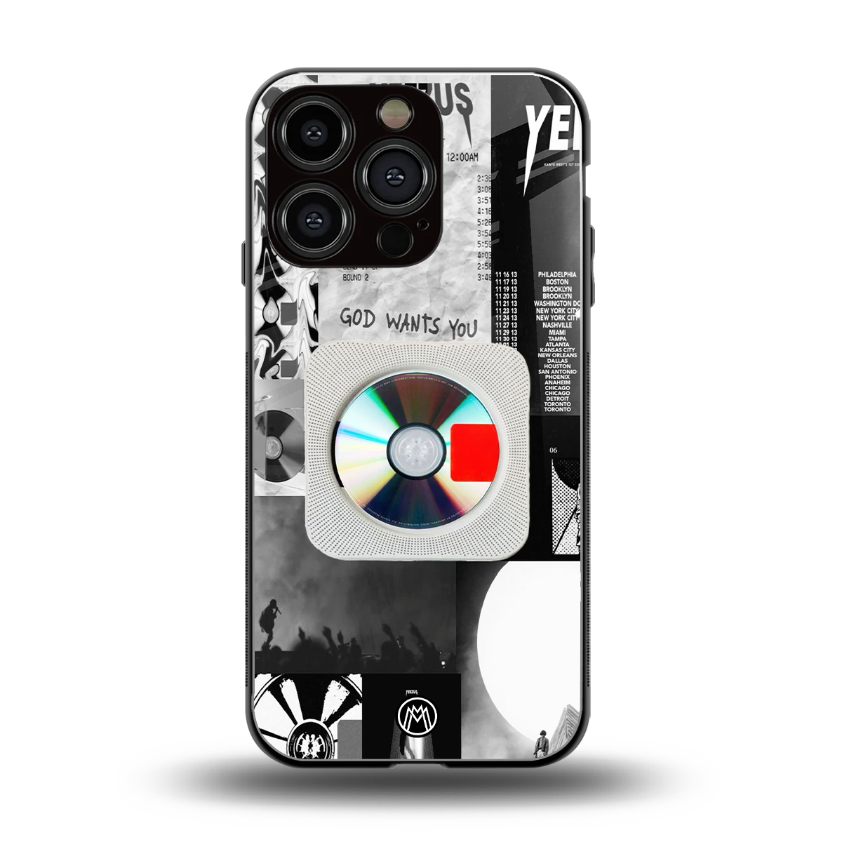 yeezus back phone cover | glass case for iphone 16 pro