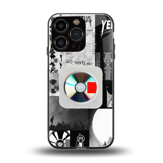 yeezus back phone cover | glass case for iphone 16 pro