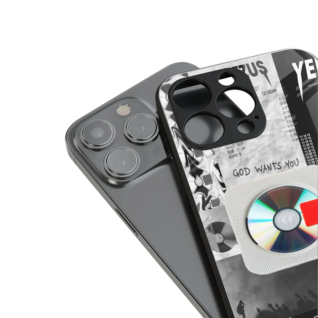 yeezus back phone cover | glass case for iphone 16 pro