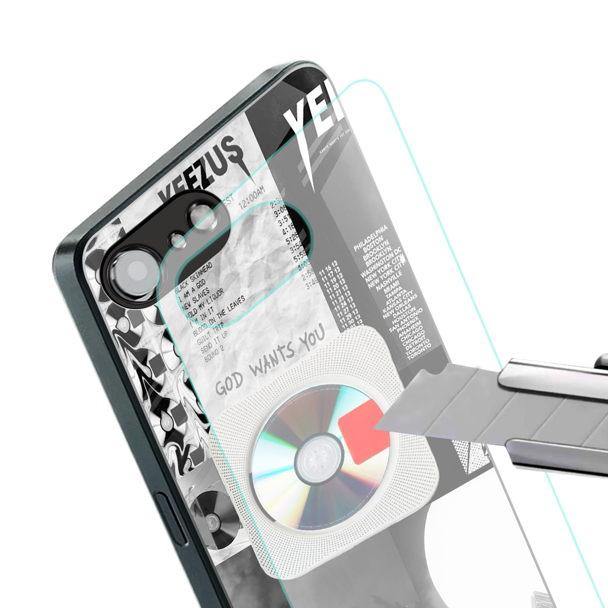 yeezus back phone cover | glass case for iphone 16e