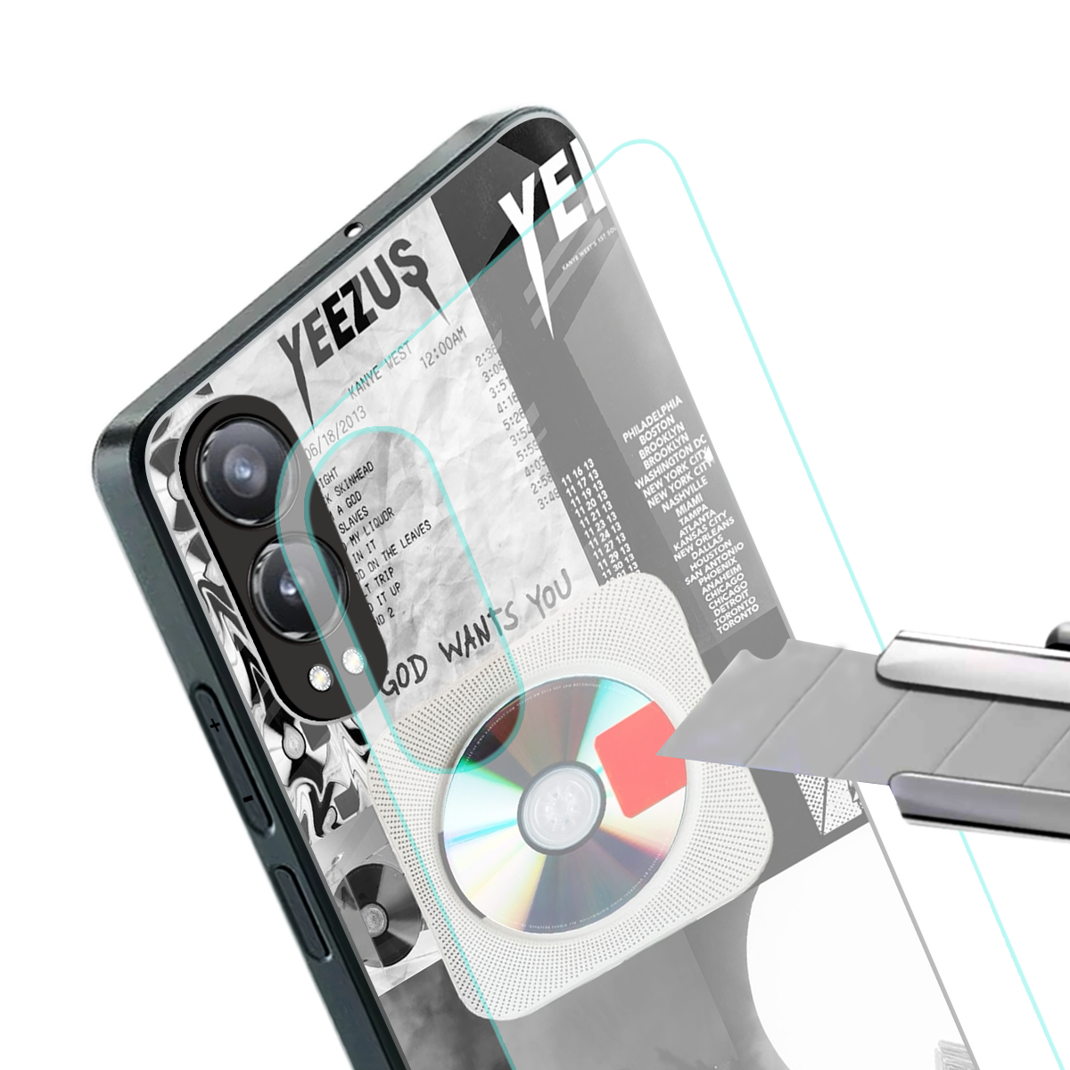 yeezus back phone cover | glass case for oneplus nord ce 4 lite
