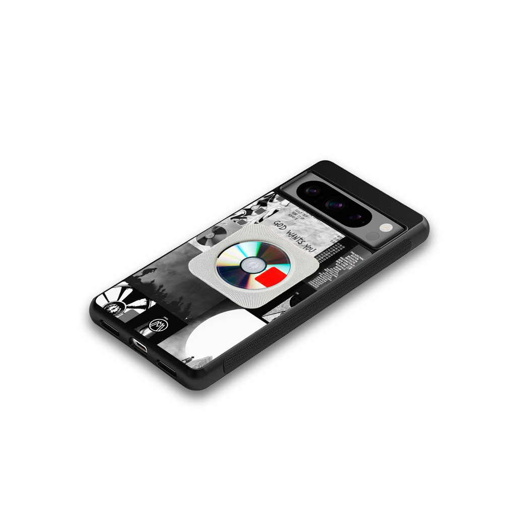yeezus back phone cover | glass case for google pixel 8 pro