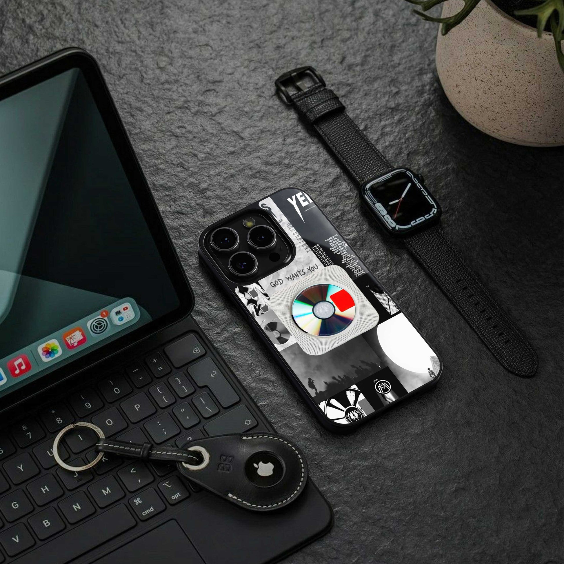 yeezus back phone cover | glass case for iphone 13 pro max