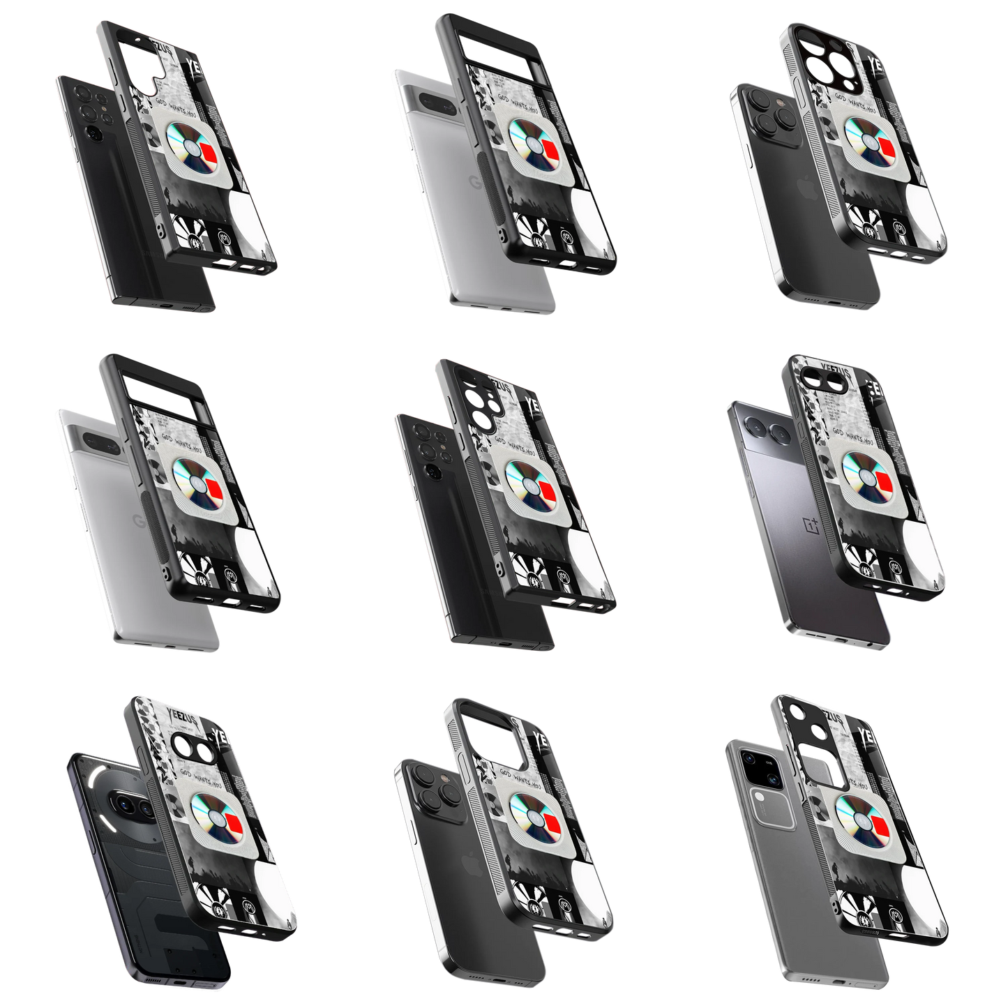 Durable Glass Back Mobile Case for iPhone, Samsung, OnePlus, Google Pixel, Redmi, Vivo, Oppo