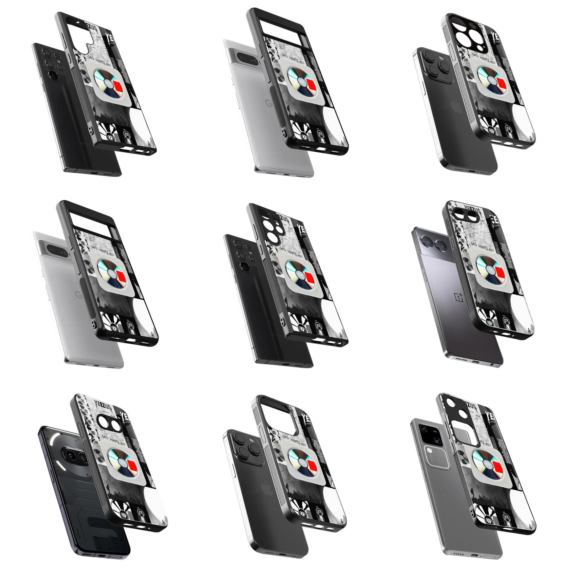 Durable Glass Back Mobile Case for iPhone, Samsung, OnePlus, Google Pixel, Redmi, Vivo, Oppo