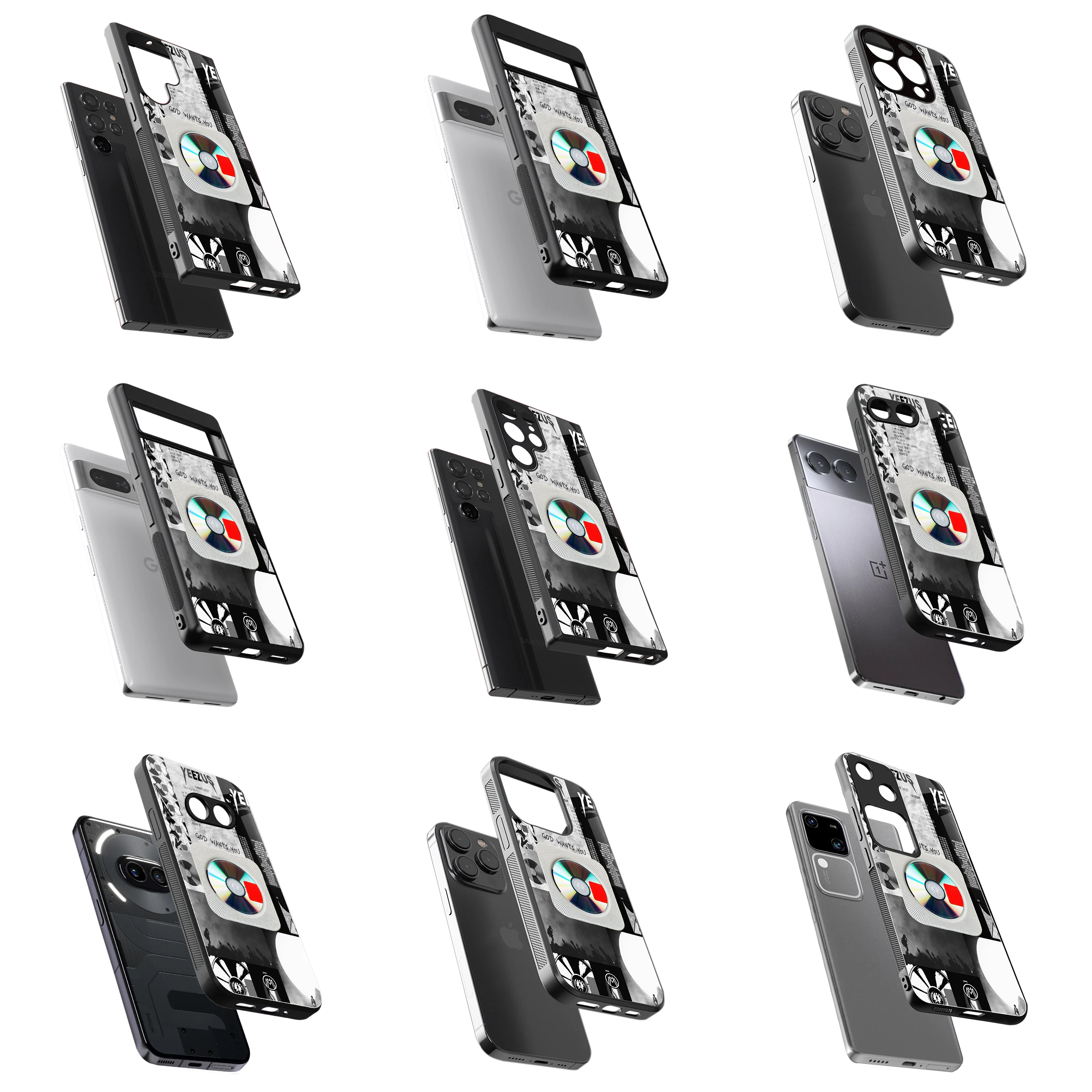 Durable Glass Back Mobile Case for iPhone, Samsung, OnePlus, Google Pixel, Redmi, Vivo, Oppo