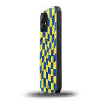 yellow blue trippy check pattern back phone cover | glass case for nothing phone 1