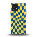 yellow blue trippy check pattern back phone cover | glass case for nothing phone 2