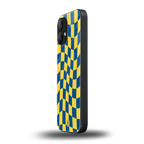 yellow blue trippy check pattern back phone cover | glass case for nothing phone 2