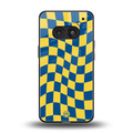 yellow blue trippy check pattern back phone cover | glass case for nothing phone 2a