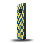 yellow blue trippy check pattern back phone cover | glass case for nothing phone 2a