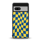 yellow blue trippy check pattern back phone cover | glass case for Google Pixel 7A