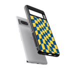 yellow blue trippy check pattern back phone cover | glass case for Google Pixel 7A