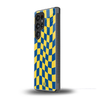 yellow blue trippy check pattern back phone cover | glass case for samsung galaxy s25 ultra