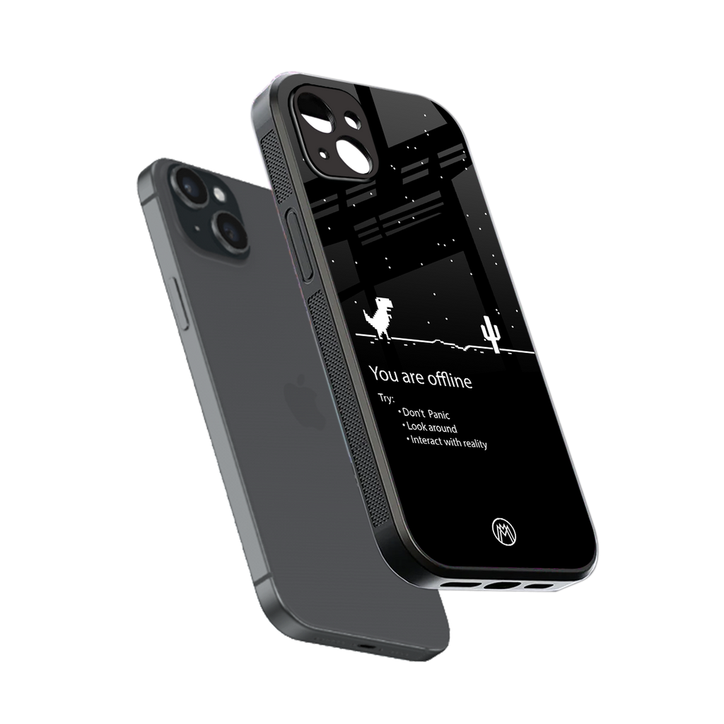 you are offline back phone cover | glass case for iphone 15 plus