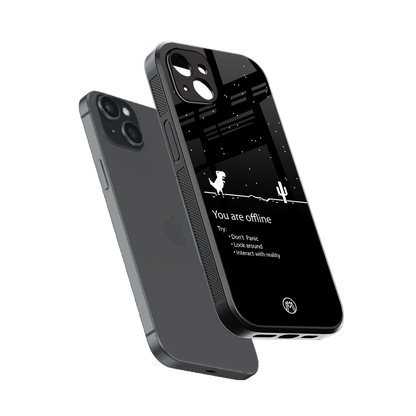 you are offline back phone cover | glass case for iphone 15 plus
