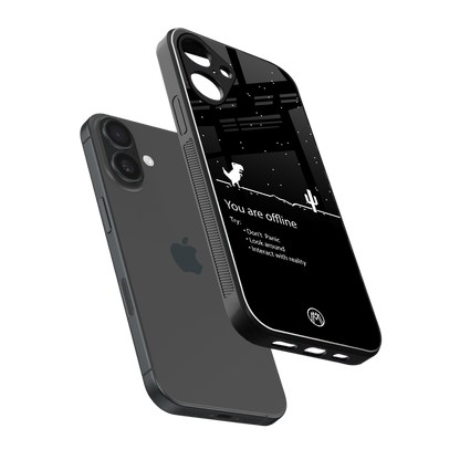 you are offline back phone cover | glass case for iphone 16 plus