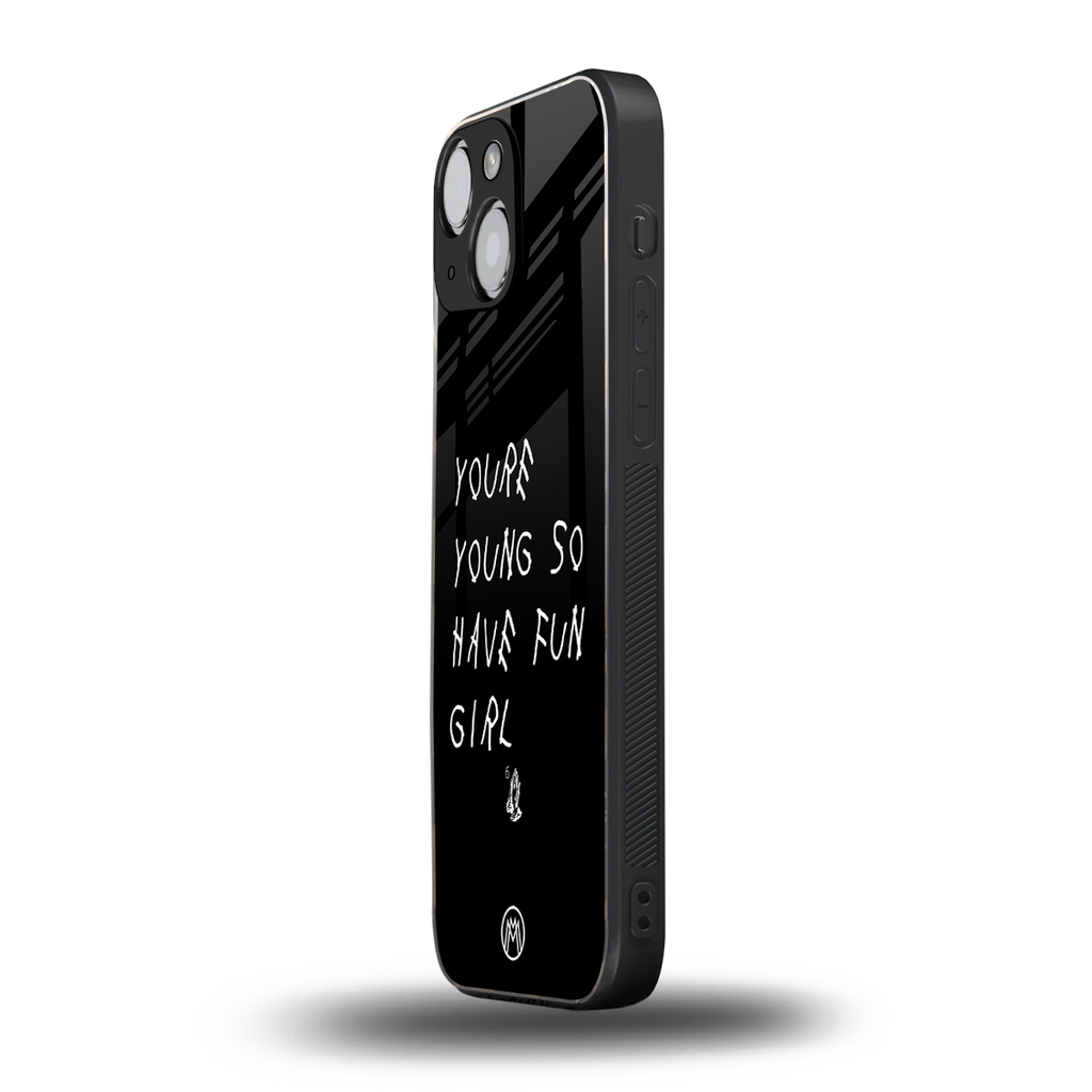 you are young back phone cover | glass case for iphone 13 mini