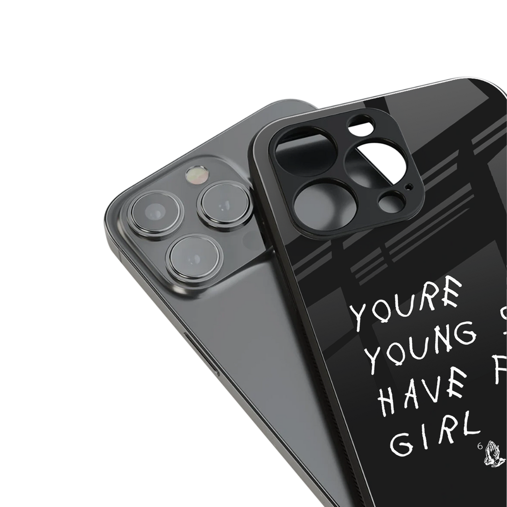 you are young back phone cover | glass case for iphone 16