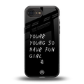 you are young back phone cover | glass case for iphone 16e