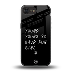 you are young back phone cover | glass case for iphone 16e