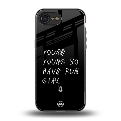 you are young back phone cover | glass case for iphone 16e