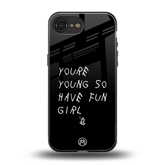 you are young back phone cover | glass case for iphone 16e