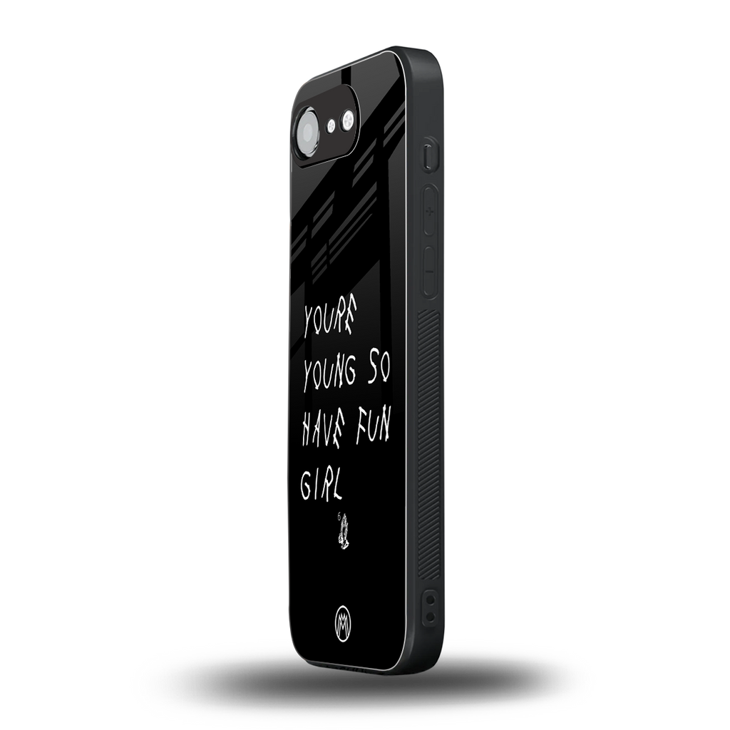 you are young back phone cover | glass case for iphone 16e