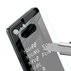 you are young back phone cover | glass case for iphone 16e