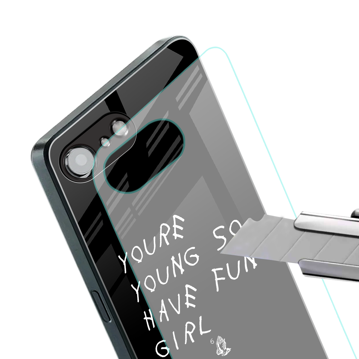 you are young back phone cover | glass case for iphone 16e