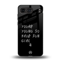you are young back phone cover | glass case for oneplus nord 4
