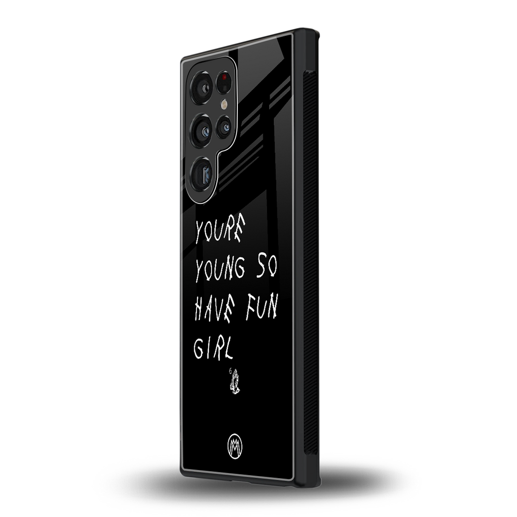 you are young back phone cover | glass case for samsung galaxy s23 ultra
